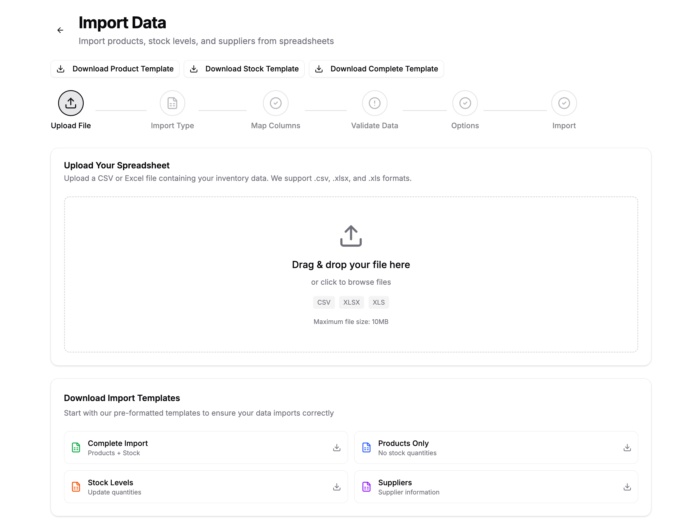 Import Excel process preview